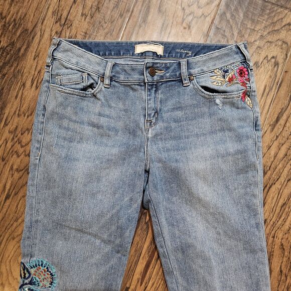 Sundance Catalog Bohemian Primrose Fit Floral Embroidered Denim Size 29 Jeans - Picture 3 of 6